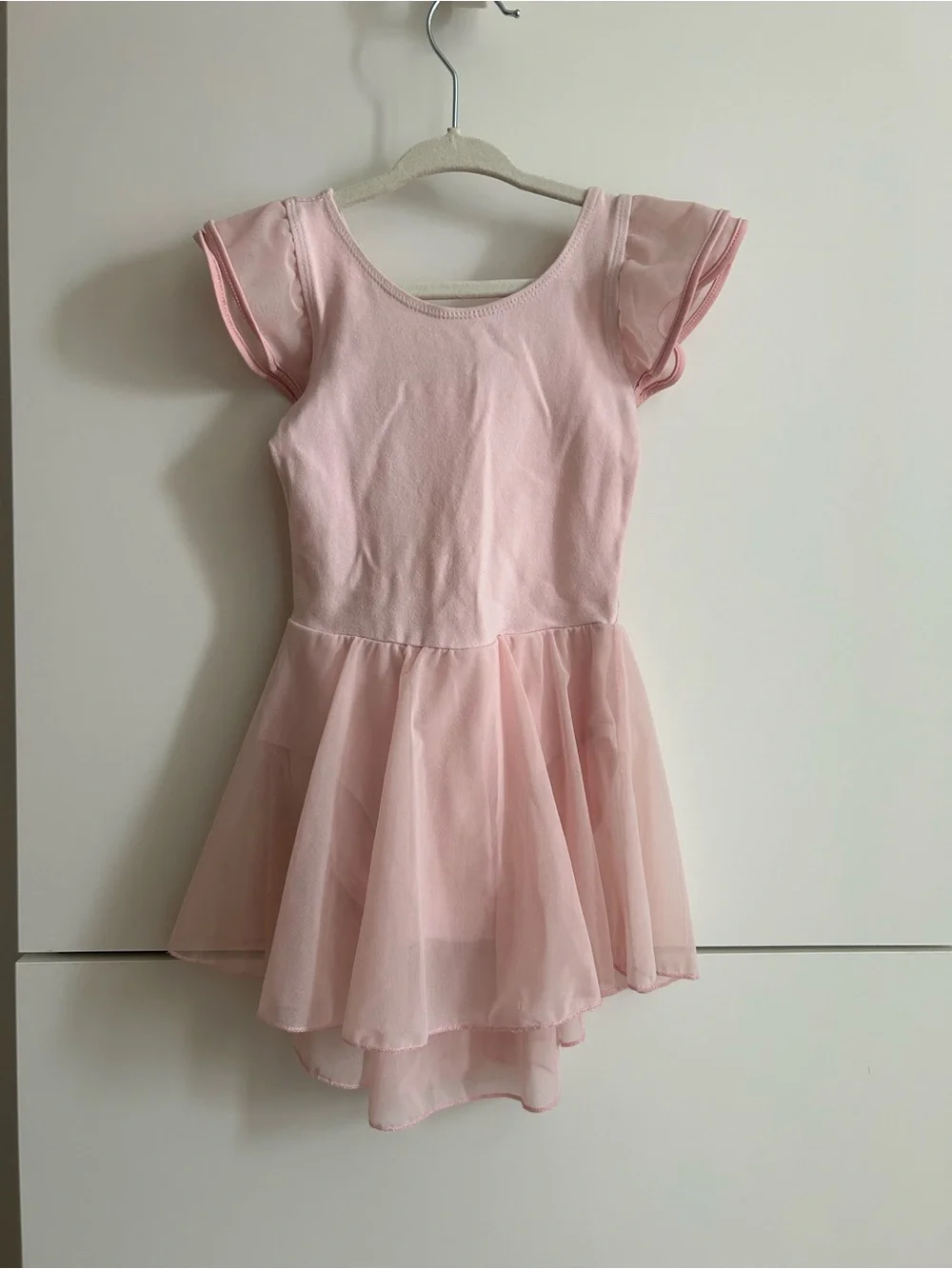Girls Pink Ballet Tutu Dress with Ruffle Sleeves - Size 110 (US 5)